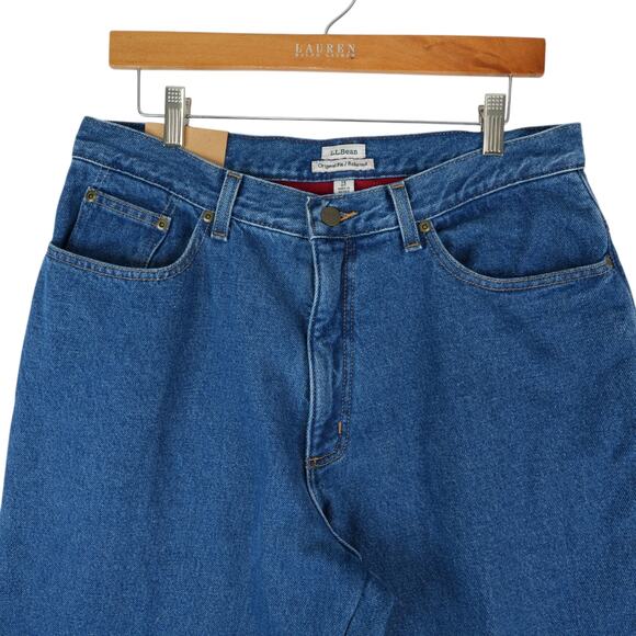 LL Bean Jeans Womens 14MT Original Fit Relaxed Blue Fleece Lined Denim Gorpcore - Picture 4 of 13
